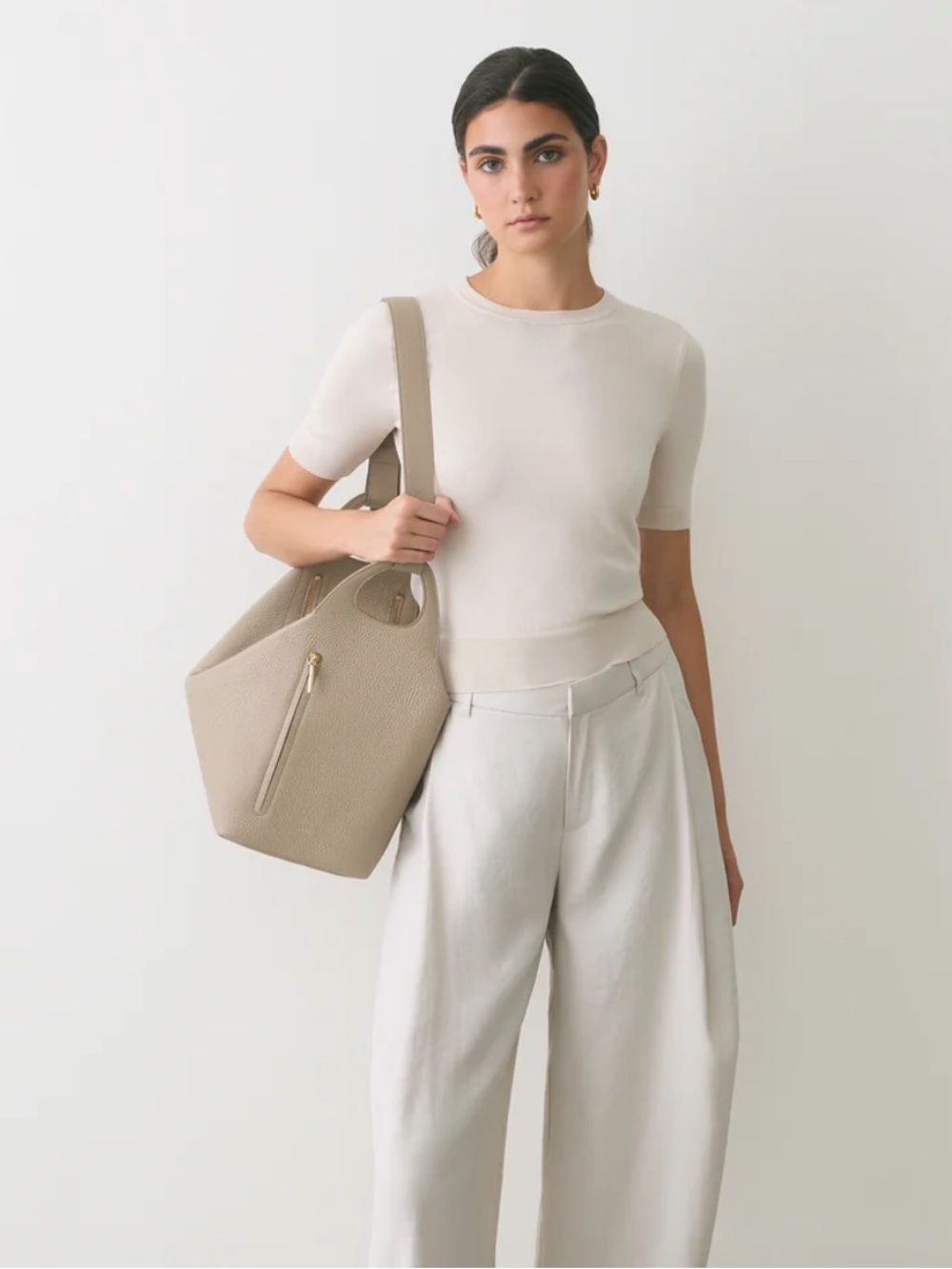 Cuyana Stone Pebble Leather Oversized Paloma Bag